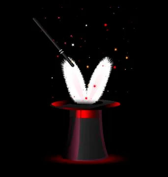 Dark magic hat and rabbit Stock Illustration