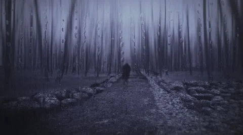 Dark man in framed with rain drops Stock Footage 40691151