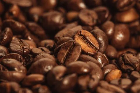 Dark many roasted coffee beans texture background Stock Photos