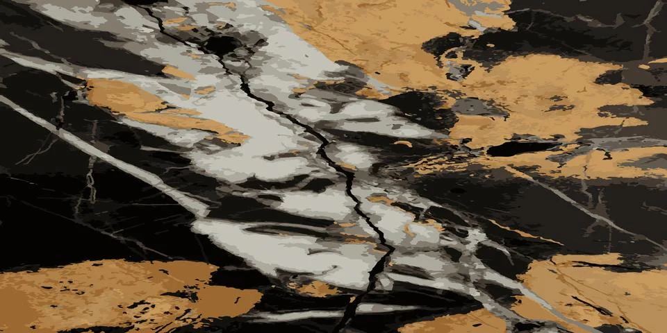 Dark marble texture. Black marble with yellow spots. Vector illustration Stock Illustration