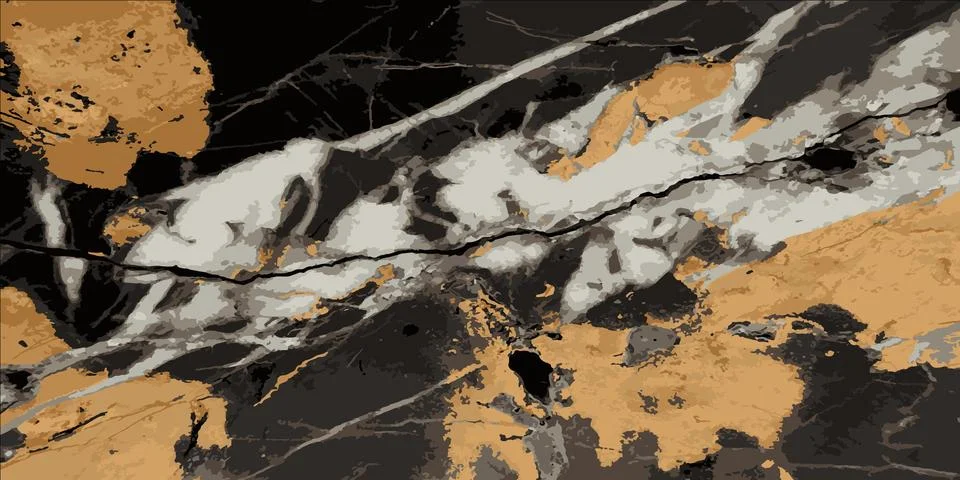 Dark marble texture. Black marble with yellow spots. Vector illustration Stock Illustration
