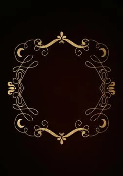 Dark maroon red background with luxery golden ornaments, golden frame. Good.. Stock Illustration