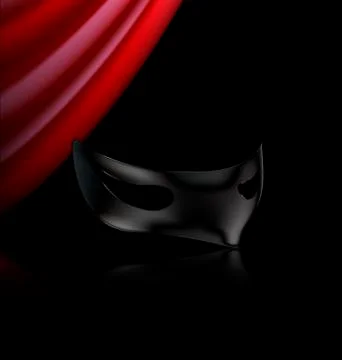 Dark mask and red drape Stock Illustration