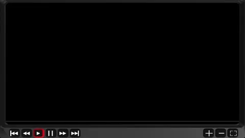 Dark media player control overlay playback buttons, black content area, and mode Stock Footage 340564777