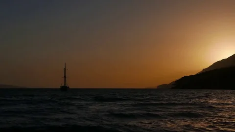 Dark Mediterranean Sunset in Autumn Stock Footage 85286223