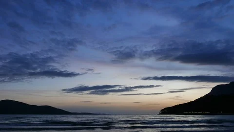 Dark Mediterranean Sunset in the Spring Stock Footage 87860593