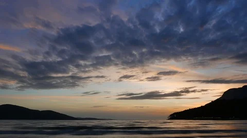 Dark Mediterranean Sunset in the Spring Stock Footage 87862734