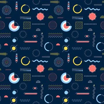 Dark Memphis Seamless Pattern Stock Illustration
