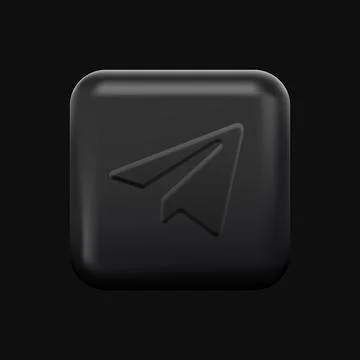 Dark Messaging App Icon. Paper airplane Isolated Black 3D Button Stock Illustration
