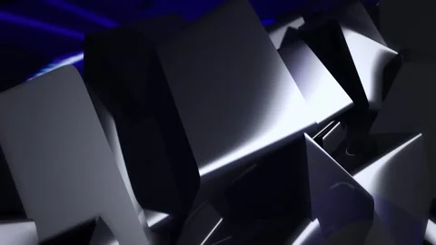 Dark metal geometric pattern shapes. A dynamic artistic video background Stock Footage 320365074