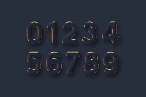 Dark metal numbers vector set. 스톡 일러스트