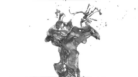 Dark metal splash in slow motion, isolated on white (FULL HD) Video stock 43082666