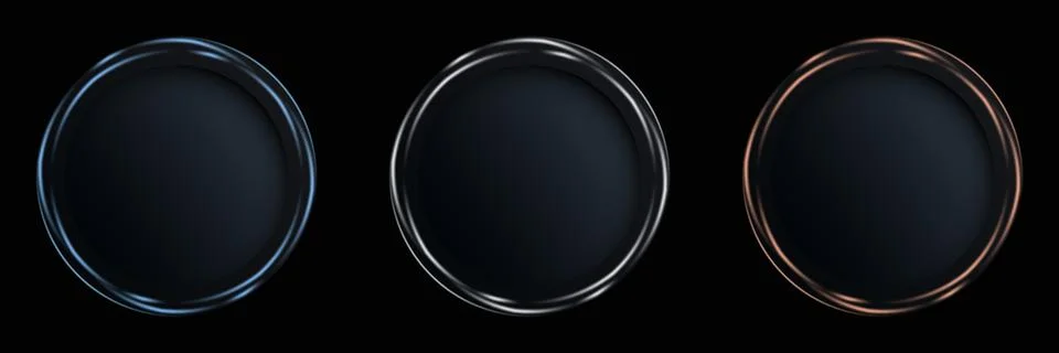 Dark Metallic Circle Frames Glowing Abstract Technology Background Template.. Stock Illustration
