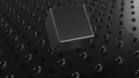 Dark metallic cube and spheres background Stock Footage 274509850