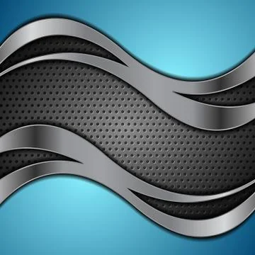 Dark metallic tech wavy abstract background Illustrazione stock