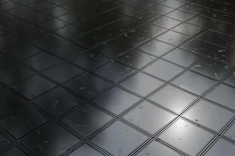 Dark metallic tiled floor with reflective industrial surface Stock Illustration