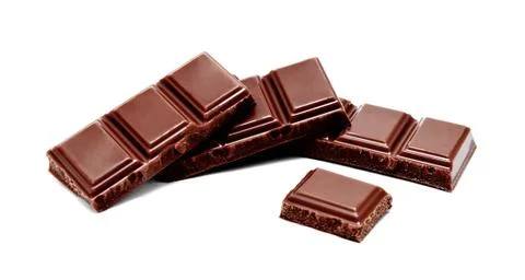 Dark milk chocolate bars stack isolated Stock Photos