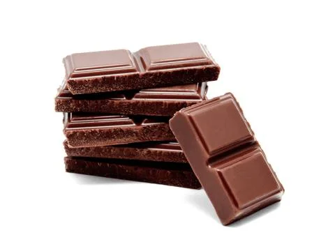 Dark milk chocolate bars stack isolated Stock Photos