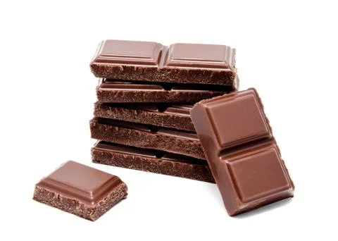 Dark milk chocolate bars stack isolated on a white Stock Photos