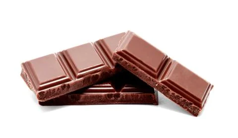 Dark milk chocolate bars stack isolated on a white Stock Photos