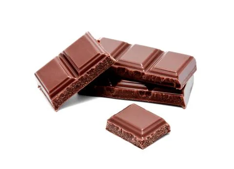 Dark milk chocolate bars stack isolated on a white Stock Photos