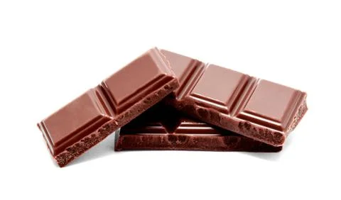 Dark milk chocolate bars stack isolated on a white Foto stock