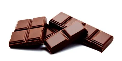 Dark milk chocolate bars stack isolated on a white Stock-Fotos