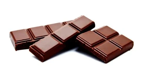 Dark milk chocolate bars stack isolated on a white Stock Photos