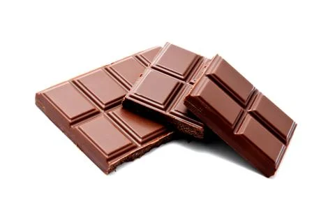 Dark milk chocolate bars stack isolated on a white Stock Photos