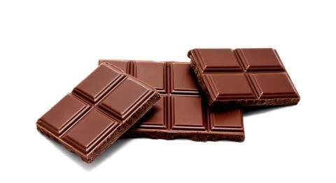 Dark milk chocolate bars stack isolated on a white Stock Photos