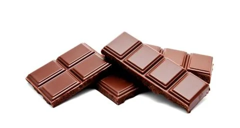 Dark milk chocolate bars stack isolated on a white Stock Photos