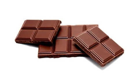 Dark milk chocolate bars stack isolated on a white Foto stock