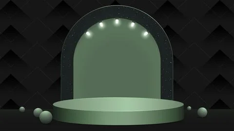 Dark mint cylindrical stand with arch Illustrazione stock