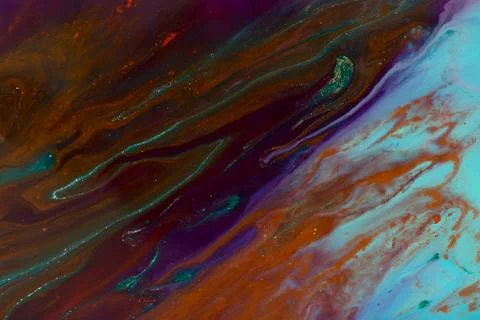Dark mixed paint marble blue and red pattern. Illustrazione stock