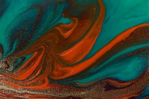 Dark mixed paint marble green and pink pattern. Illustrazione stock