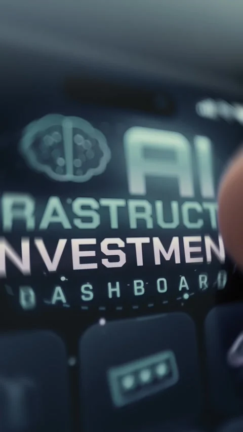 Dark mobile layout with server, GPU, cloud, database and network buttons Stock Footage 342489742
