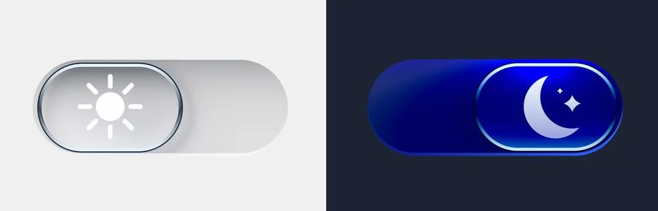 Dark mode and light mode. Modern liquid glass button set. Material design. Day 스톡 일러스트