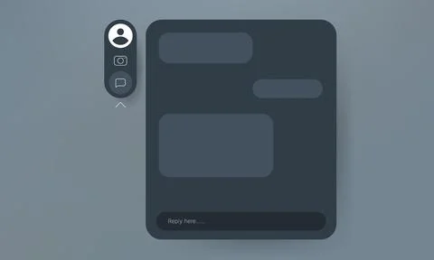 Dark mode chat messenger application user interface wireframe mockup Stock Illustration