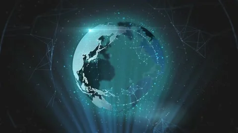 Dark mode digital globe hud system Stock Footage 165189868
