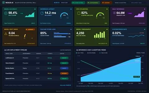 A dark mode digital interface displaying real-time machine learning metrics,  Illustration