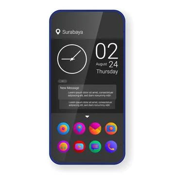 Dark mode home screen userr interface mobile app Stock Illustration