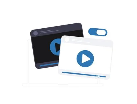 Dark mode toggle - mobile and desktop UX with light-to-dark theme switching Stock Illustration