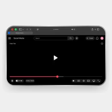 Dark Mode Video Streaming Social Media Desktop UI Stock Illustration