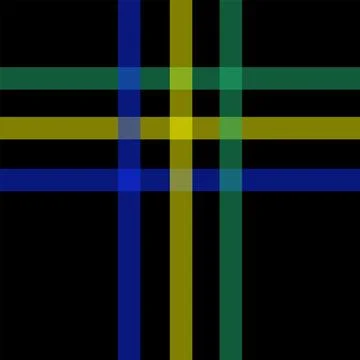Dark Modern Tartan Plaid Pattern with Blue Green and Olive Stripes Stock Illustration