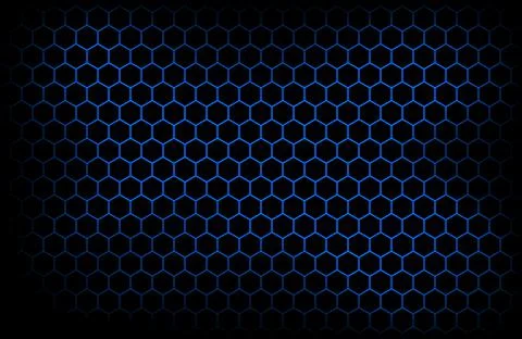 Dark modern technology background with blue hexagon mesh. Abstract metal texture Stock Illustration
