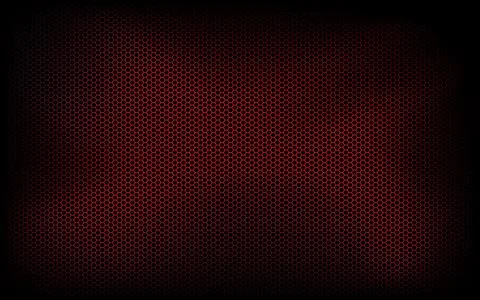 Dark modern technology background with red hexagon mesh. Abstract metal texture Stock Illustration