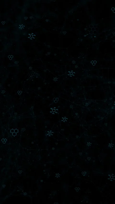 Dark molecule network background teal chemical structures, connected science nod Stock Footage 340553133