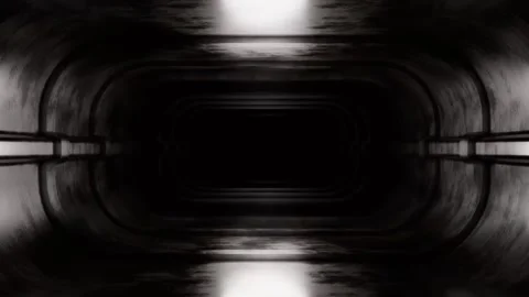 Dark Monochromatic Motion Graphics Tunnel Loop Futuristic Corridor Grungy W.. Stock Footage 320069243