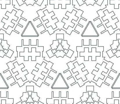 Dark monochrome color angular outline abstract geometric seamless pattern. Ilustração Stock