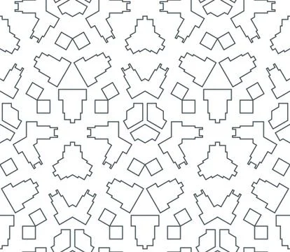 Dark monochrome color angular outline abstract geometric seamless pattern. Stock Illustration